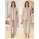 Effortt Lohusa Sabahlıklı Pijama Takımı Sütlü Kahve - 5074 - 2XL