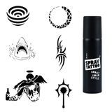 Efkar Ve Şerit Spray Tattoo Geçici Dövme Seti Dark Siyah Sprey