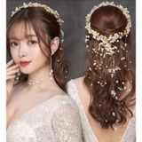 Eflamel Design Kristal Taşlı Incili Gelin Tacı Saç Aksesuarı Boncuklu Nişan , Düğün , Kına , Nikah Tacı