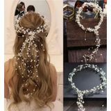 Eflamel Design Kristal Taşlı Incili Gelin Tacı Saç Aksesuarı Büyük Boy Nişan, Düğün, Kına, Nikah Tacı Saç Aksesuarı