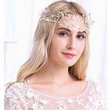Eflamel Design Kristal Taşlı Incili Gelin Tacı Saç Aksesuarı, Nikah,düğün,kına,nişan Tacı Beyaz Saç Aksesuarı 65cm