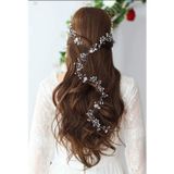 Eflamel Design Kristal Taşlı İncili Gelin Tacı Saç Aksesuarı Sarmaşık Gül Detaylı Nişan, Nikah,Düğün Tacı 130 cm