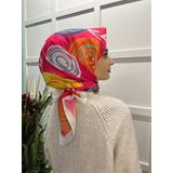 Eflatun 00747 Beyaz Scarf Pamuklu Cotton Minimal Çiçek Desenli Eşarp