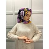 Eflatun 00747 Hardal Scarf Pamuklu Cotton Minimal Çiçek Desenli Eşarp