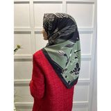 Eflatun 00749 Haki Scarf Dijital Baskı Tomurcuk Desen Rayon Eşarp