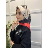 Eflatun 00749 Kırmızı Scarf Dijital Baskı Renkli Rayon Eşarp
