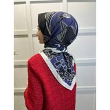 Eflatun 00749 Lacivert Scarf Dijital Baskı Tomurcuk Desen Rayon Eşarp