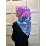 Eflatun 00749 Mentol Scarf Dijital Baskı Tomurcuk Desen Rayon Eşarp