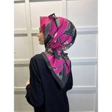 Eflatun 00749 Pembe Scarf Dijital Baskı Tomurcuk Desen Rayon Eşarp