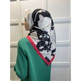 Eflatun 00749 Siyah Kırmızı Scarf Dijital Baskı Tomurcuk Desen Rayon Eşarp