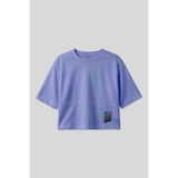 Eflatun Nefes Alan Dokulu İnce Esnek Oversize Fit Performans Kadın T-Shirt - 97284