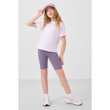 Eflatun Pamuklu Kısa Paça Standart Fit Basic Kız Çocuk Tayt - 75188 - 13 - 14 Yaş