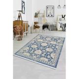Eflatun Vintage Dokuma Pamuk Taban Kaymaz Kilim Klm122