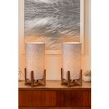 EFLIGHTDESIGN 2'li Ahşap Abajur Gri Modern Şık Yatak Odası Salon Masa Lambası