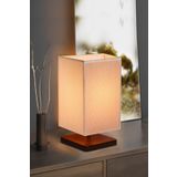 EFLIGHTDESIGN Ahşap Abajur Beyaz Modern Şık Yatak Odası Salon Masa Lambası