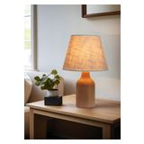 EFLIGHTDESIGN Ahşap Abajur Krem Desen Modern Şık Yatak Odası Salon Masa Lambası