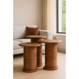 EFLORA DESIGN Premium Luxury Bohem Sehpa 3’lü Zigon Sehpa Seti Tamamen MDF Modern Yuvarlak Sehpa Takımı