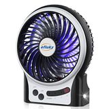 efluky 3 vitesli mini masa vantilatörü, LED ışıklı, taşınabilir USB fan, sessiz ev, ofis, seyahat, kamp, dış mekan, iç mekan, 11 cm, siyah