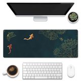 Eflxamz Masa için Büyük Oyun Fare Altlığı, Koi Balık Mürekkep Boyama Masa Matı, Golden Line Lotus Masa Pedi, Kaymaz Tabanlı ve Dikişli Kenarlı Genişletilmiş Büyük Bilgisayar Klavyesi Mouse Pad, 80 cm