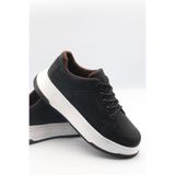 EFNANSHOES efnan Erkek Siyah Premium Poliüretan Hafif Ortopedik Dikişli Taban Günlük Spor Yürüyüş Ayakkabı