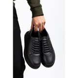 EFNANSHOES Erkek Siyah Günlük Esnek Rahat Dikişli Hafif Poli Akıllı Bağcıklı Spor Ayakkabı