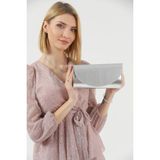 Efnanstore Gümüş Simli Abiye Çanta Portföy Clutch Çanta