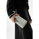 efnanstore Kadın Simli Gümüş Mini Kutu Omuz Çantası Abiye Çanta