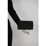 efnanstore Siyah Çupra Simli Kadın Abiye Portföy Çanta