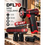 Efnaz Style DFL70 Mini Taşlama 12V 2.0AH Li-Ion Çift Akülü 76 mm Kesici Disk 10 Adet Kesici Taş Hediyeli