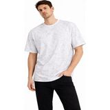 Efnaz Style Erkek Asit Yıkama Bisiklet Yaka Kısa Kollu Oversize T-Shirt Tişört - Beyaz