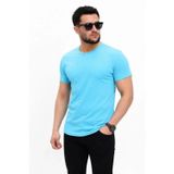 Efnaz Style Erkek Basic Tişört Bisiklet Yaka Kısa Kol Günlük Yazlık Slim Fit T-Shirt - Açık Mavi - 2XL - Açık Mavi