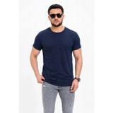 Efnaz Style Erkek Basic Tişört Bisiklet Yaka Kısa Kol Günlük Yazlık Slim Fit T-Shirt - Lacivert - L - Lacivert