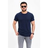 Efnaz Style Erkek Basic Tişört Bisiklet Yaka Kısa Kol Günlük Yazlık Slim Fit T-Shirt - Lacivert - S - Lacivert