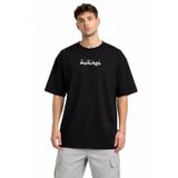 Efnaz Style Erkek Bisiklet Yaka Baskılı Kısa Kollu Tişört Streetwear Günlük Basic Pamuklu T-shirt - Siyah - S - Siyah