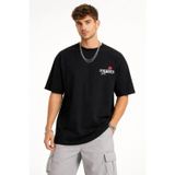 Efnaz Style Erkek Bisiklet Yaka Baskılı Kısa Kollu Tişört Streetwear Günlük Basic Pamuklu T-shirt - Siyah - XL - Siyah