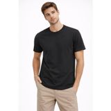 Efnaz Style Erkek Bisiklet Yaka Tişört Regular Kalıp Basic Pamuklu Günlük Kullanım T-shirt - Siyah - M - Siyah