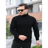 Efnaz Style Erkek Boğazlı Örme Kazak - Siyah - 2XL
