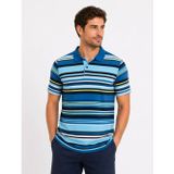 Efnaz Style Erkek Çizgili Polo Yaka Tişört Kısa Kol Yazlık T-Shirt Regular Fit - Mavi - S - Mavi