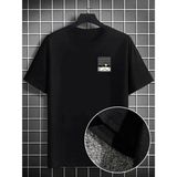 Efnaz Style Erkek Dağ Grafikli Tişört, Yaz Için Büyük Beden Rahat T-Shirt - Siyah - M