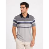 Efnaz Style Erkek Flamlı Penye Çizgili Polo Yaka Tişört Kısa Kol Yazlık T-Shirt - Gri - M - Gri