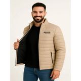 Efnaz Style Erkek Mikro Su Itici Kapitone Baskılı Astarlı Fermuarlı Bomber Mont - Bej - XL