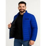 Efnaz Style Erkek Mikro Su Itici Kapitone Baskılı Astarlı Fermuarlı Bomber Mont - Saks Mavisi - 2XL