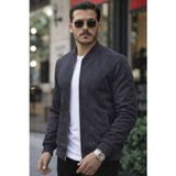 Efnaz Style Erkek önden Fermuarlı Içi Astarlı Süet Ceket - S - Antrasit