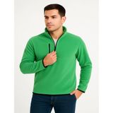 Efnaz Style Erkek Polar Kazak – Dik Yaka, Yarım Fermuarlı, Fermuarlı Göğüs Cepli, Siyah Biyeli, Kışlık Rahat Regular Fit Günlük Model - Yeşil - 2XL