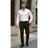 Efnaz Style Erkek Saten Klasik Gömlek - Beyaz