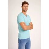 Efnaz Style Erkek T-Shirt V Yaka Slim Fit Dar Kesim Likralı Tişört Günlük Basic Body - Turkuvaz - S - Turkuaz