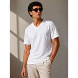 Efnaz Style Erkek V Yaka Basic Tişört Kısa Kol Yazlık Regular Fit T-Shirt - Beyaz