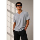 Efnaz Style Erkek V Yaka Basic Tişört Kısa Kol Yazlık Regular Fit T-Shirt - Gri - M - Gri