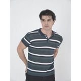 Efnaz Style Erkek Yakalı Slim Fit Dokuma Çizgili T-Shirt - Haki