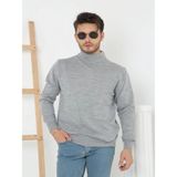 Efnaz Style Erkek Yarım Boğaz Triko Kazak Yumuşak Dokulu Pamuklu Ince Dokuma, Uzun Kollu Rahat Regular Kalıp - Gri - XL